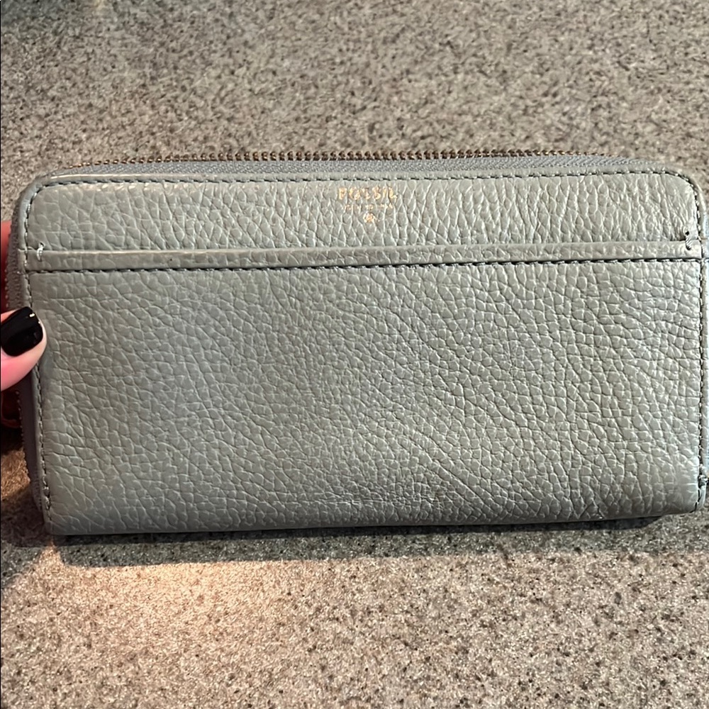 Fossil teal zip wallet